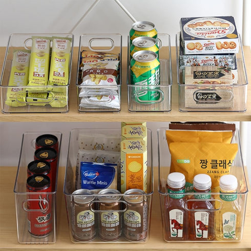 Refrigerator Organizer, Food Pantry Storage and Storage Box with Hollow Out Handles, Clear Plastic Storage Cabinet, BPA Free, Multi-Size Storage S...