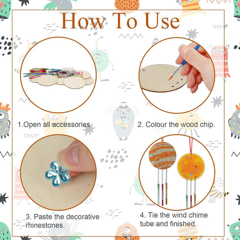 9 Pack Wind Chime Kit for Kids Make You Own Ball Wind Chimes DIY Paint Wooden Art and Craft for Girls Boys Ball Craft for Art Activities Brthday P...