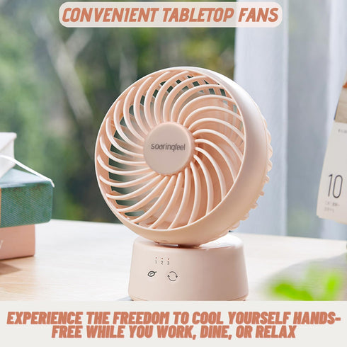 Portable Oscillating Desk Fan Table Fan Small Mini Fans Rechargeable 3.5 Inches Handheld Portable Table Top Fans for Office Desk Indoor/Outdoor (P...