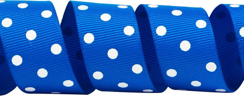 Ribbli Grosgrain Polka Dot Craft Ribbon,7/8 Inch,10-Yard Spool,Royal Blue with White Dots,Use for Hair Bows,Gift Wrapping,All Crafting and Sewing...