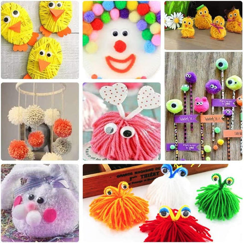Pom pom Maker Yarn kit, 4PS Pompom Maker+12PS Acrylic Yarn+10PS Knitting Stitch Markers+10PS Plastic Needles+1PS Scissors(37c)......