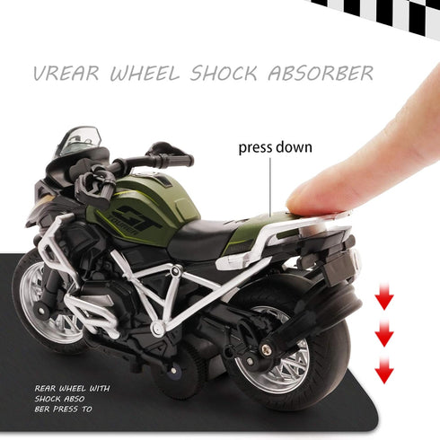 Diecast Motorcycle Toy - Pull Back Toy Cars with Sound and Light Toy,Motorcycle Toys for Boys,Toys for 3-9 Year Old Boys (White)...