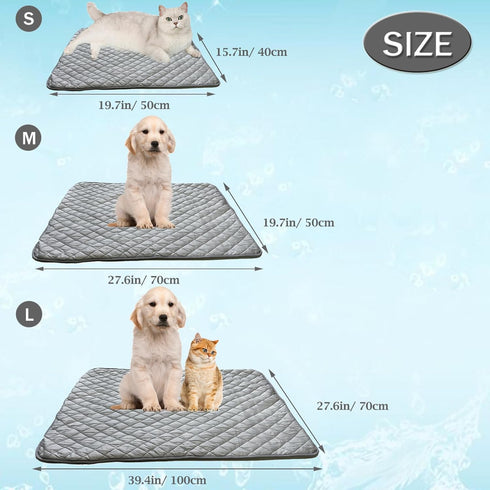 BAMY Cat Cooling Mat Summer Dog Silk Pad Self Cooling Cushion Washable Kitten Ice Blanket with Duck Strawberry Pattern (Grey, M (27.6"x19.7"))...