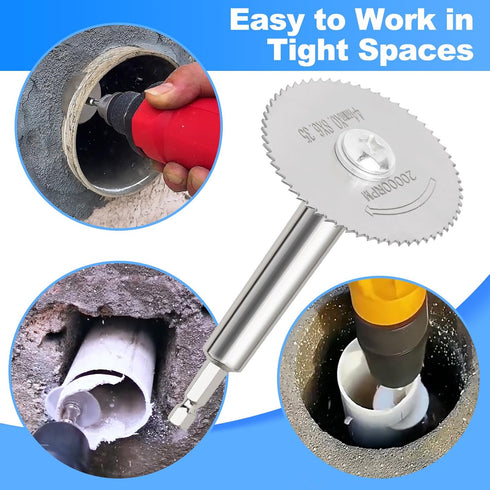 Inside Pipe Cutter for Pvc Pipe, Professional Pvc Pipe Cutter with 6pcs Rotary Drill Saw Blades and 1/4" Hex Shank, Plumber Tools for Big Small Di...