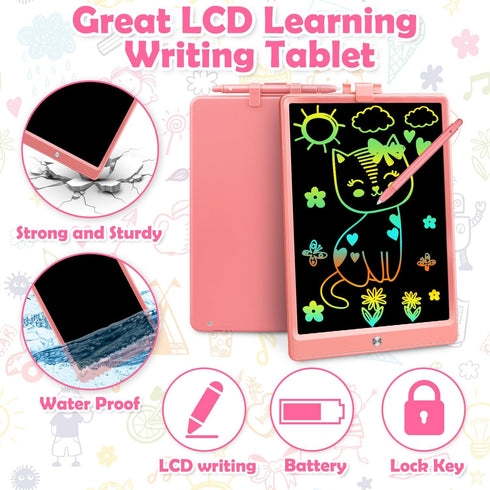 13 Inch LCD Writing Tablet Toys for 3 4 5 6 7 8 Year Old Boys Girls Gifts, Colorful Drawing Board Writing Doodle Pad, Portable Scribbler Boards Ed...