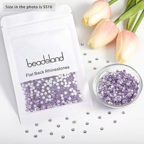 Beadsland 1440pcs Flat Back Crystal Rhinestones Round Gems for Nail Art and Craft Glue Fix, Violet,SS16,3.8-4.0mm...