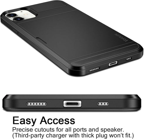 Vofolen Compatible with iPhone 12 Case 5G Wallet Cover Credit Card Holder Slot Sliding Back Pocket Anti-Scratch Dual Layer Protective Compatible w...