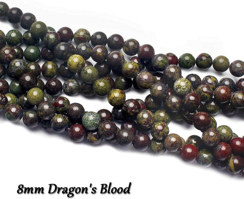 70PCS Natural 8MM Healing Gemstone, Dragon’s Blood Energy Stone Round Loose Beads, Semi-Precious Crystal Beads with Free Elastic String for Jewelr...