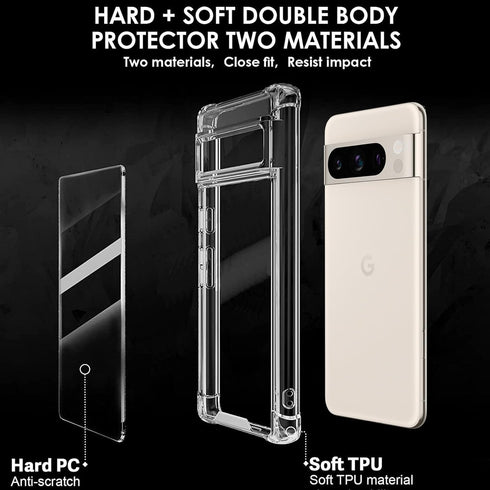 KIOMY Case for Google Pixel 8 Pro, Airbag Corners Shockproof Bumper Protective Phone Cover, Hybrid Design Hard PC Back with Flexible TPU Frame, Cl...