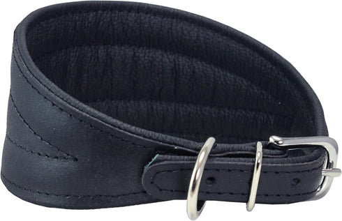 Dogs My Love Real Leather Extra Wide Padded Tapered Dog Collar (11"-13" Neck; 2" Wide, Black)...
