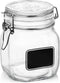 Bormiolio Rocco Clear Jar with Chalkboard, 25.3 Oz...