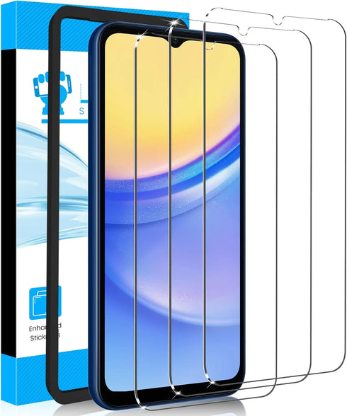 LYWHL 3 Pack for Samsung Galaxy A15 5G Screen Protector, Tempered Glass Film with Easy Install Frame Accessories, 9H Hardness Anti-Scratch Touch S...