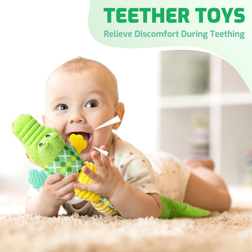 Baby Toys Musical Crocodile, Stuffed Animal Activity Soft Toys with Teether,Multi-Sensory Crinkle, Rattle and Textures, for Tummy Time baby toys 0...