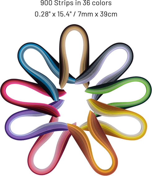 YURROAD Quilling Paper Strips Quilling Art Strips 900 Strips Quilling Paper Set 7mm Width 39cm Length...