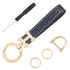 Black Leather double Bling Rhinestones keychain Fingerprint Resistant Plating Metal Key Chain Ring...