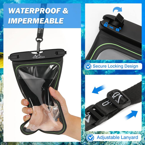 MoKo Floating Waterproof Phone Pouch - 9.5" Large Clear Phone Water Protector Pouch Dry Bag Case with Lanyard, Compatible for iPhone 14 13 12 Pro ...