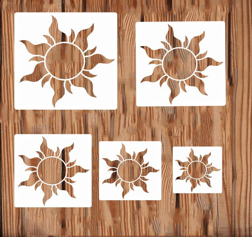 5PCS Sun Stencils for Painting on Wood Wall Reusable Boho Sun Stencils for Crafts Canvas Furniture Wall Drawing Card Making Pattern Decor...
