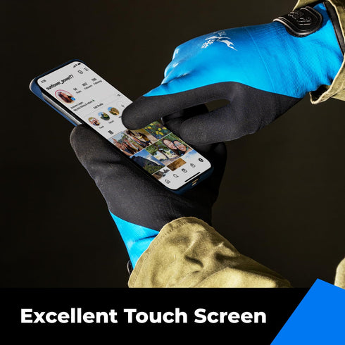 100% Waterproof Gloves for Men and Women, Winter Work Gloves for Cold Weather, Touchsreen, Thermal Insulated Freezer Gloves, With Grip, Blue, Medi...