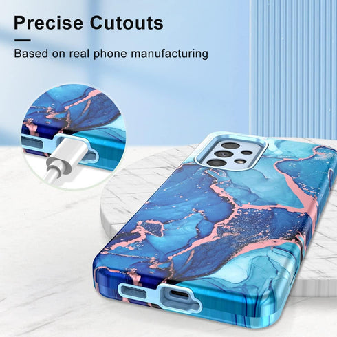 Hekodonk for Samsung Galaxy A53 5G Case,Heavy Duty Full Body Shockproof Drop Rugged Protection 3 in 1 TPU+PC Slim Marble Phone Case Dustproof Anti...