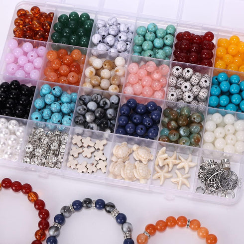 Enjoymade Bead Jewelry Making Kit DIY Imitation Gemstone Crystal Beads, Round Shape, Comprehensive Beading Kit Perfect for Statement Bracelet Maki...