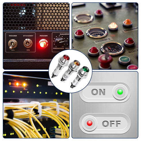uxcell Indicator Light AC 110V, Red, Metal Shell Panel Mount 8mm 5/16" 5Pcs...