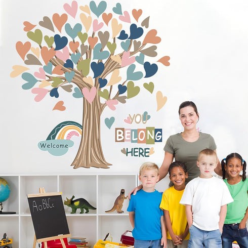 Classroom Tree Bulletin Board Decorations Boho Heart Tree Paper Cutouts You Belong Here Tree Accents Welcome Bulletin Board Decor for School Nurse...