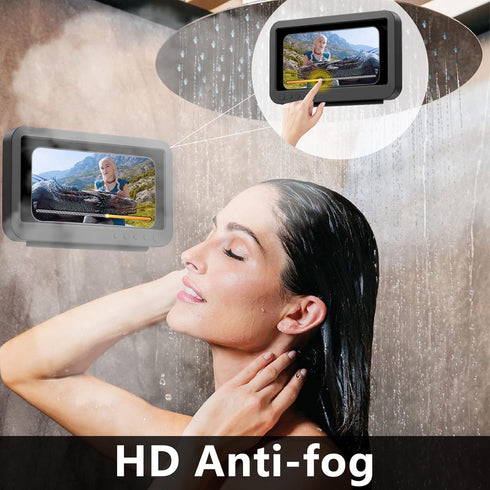 Shower Phone Holder Waterproof - Anti Fog High Sensitivity Touch Screen, 360°Rotation Wall Mount Shower Case for Phone for Bathroom Wall Mirror Ba...