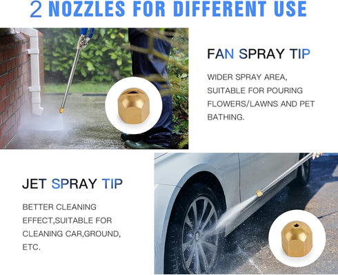 Jet Nozzle Power Washer for Garden Hose,Hydro Jet High Pressure Power Hose Nozzle Wand Glass Window Cleaning Sprayer Extendable Home Garden Car Wa...