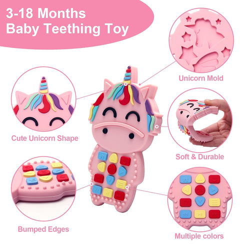 Baby Teething Toys, Food Grade Silicone Teether for Babies 3 6 12 18 Months, 3-Pack TV Remote Shape Toddlers Chew Toys (Pink)...