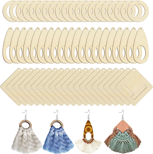 CHENRUI 60 Pieces DIY Unfinished Wood Earrings Blanks Wood Earring Parts for Macrame...