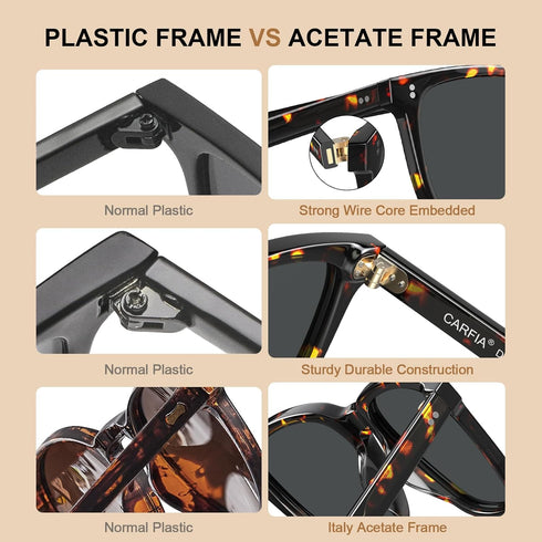 CARFIA Acetate Polarized Sunglasses for Women Small Face - AntiGlare UV400 Protection CA5354...