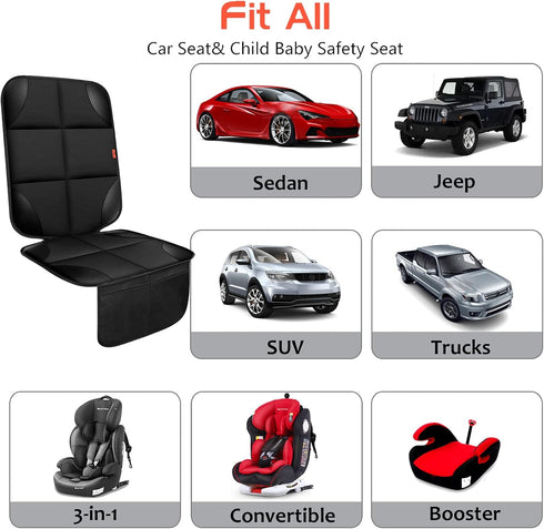 Car Seat Protector 1 Pack Car Seat Cushion Mat Thickest Padding,Waterproof 600D Fabric Car Seat Covers for Non-Slip Backing Mesh Pockets for Baby ...