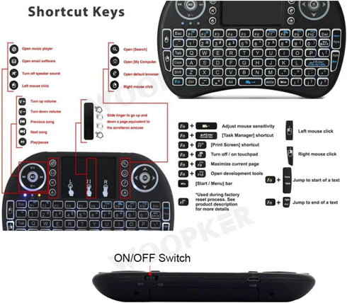 Dreamlink 3 Colour Backlit 2.4GHz Mini Wireless Keyboard and Mouse Wireless Touchpad Rechargeable Combos for PC Pad Android TV Box and More...