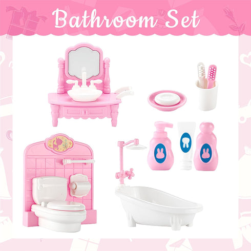20 Pieces Doll House Furniture and Accessories Set Dollhouse Furniture Set Mini Dollhouse Furniture 1 12 Scale Bedroom Living Room Bathroom Furnit...