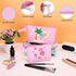 10 Pieces Cotton Canvas Makeup Bag with Bottom and Strap, Multi-Purpose Cosmetic Bag with Zipper Travel Toiletry Pouch, Blank DIY Craft Bag (Pink,...