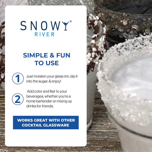 Snowy River Pearl, Cocktail & Margarita Sugar Rimmer - Vibrant Color Glass Rimming Sugar with Medium Crystal Texture - 8oz...