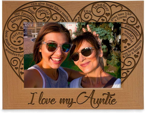 KATE POSH I Love my Auntie Picture Frame, Best Aunt Ever, Engraved Natural Wood Picture Frame (5x7 - Horizontal)...