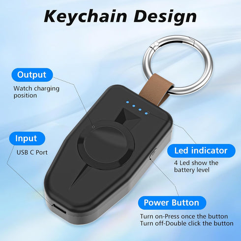 Portable Charger for Apple Watch,2000mAh Power Bank with Magnetic iWatch Charger,Compact Wireless iPhone Watch Charger Keychain Style Travel Essen...