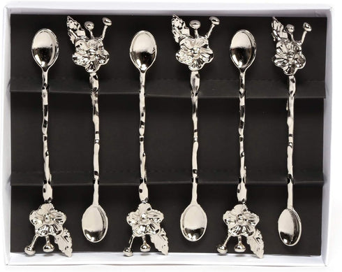 Alisveristime Traditional Ottoman Motif Tea Spoons - Decorative Stirring, Sugar, Tea Spoons (Set of 6) (Beach Rose) (Silver)...