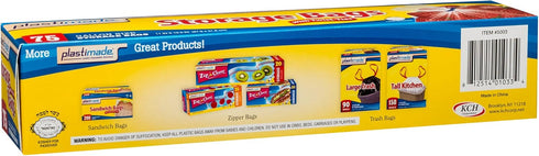 Disposable Plastic Storage Bags With Original Twist Tie, 1 Gallon Size, 75 Bags, Great For Home, Office, Vacation, Traveling, Sandwich, Fruits, Nu...