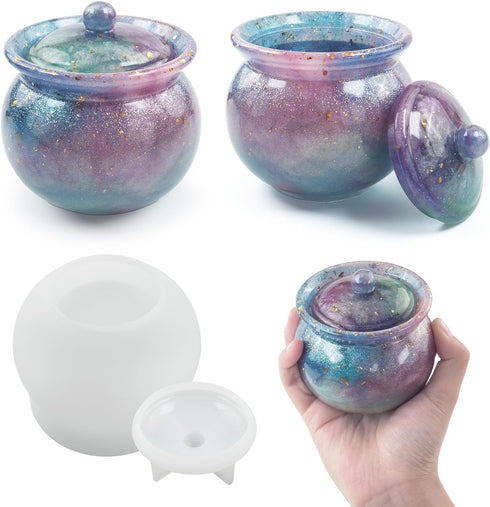 Jars Resin Molds, Jar Silicone Molds with Lid for DIY Jewelry Storage Box, Candy Container, Home Decoration Crafts...