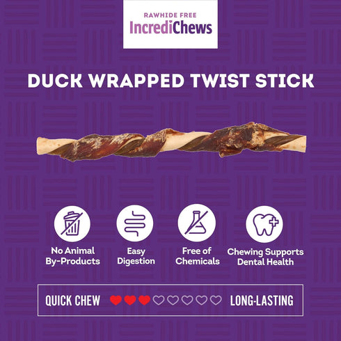 IncrediChews Stick w/Duck Meat Wrap Dog Chew Treats - 10 Count/1 Pack...
