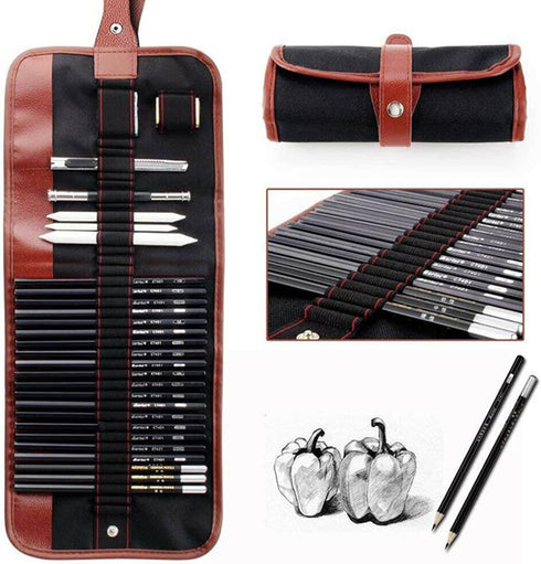 Sketching Pencil Set?32pcs Sketch Drawing Pencil Set ?Complete Artist Kit Includes Graphite Pencils,Charcoal Pencils, Paper Erasable Pen, Sketch P...