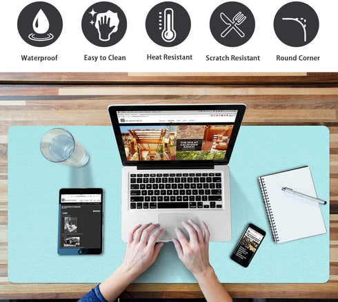 Multifunctional Office Desk Pad Mat Blotter on Top of Desks Non-slip Desk Writing Mat Waterproof Desk Mat Protector for Desktop PVC Leather Desk M...