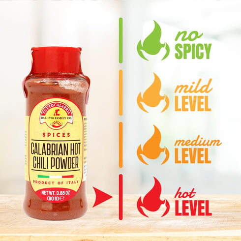 TUTTOCALABRIA Calabrian, Chili Powder, Hot, Shaker, 110 g, 3.88 oz All Natural, Non-GMO, Product of Italy...