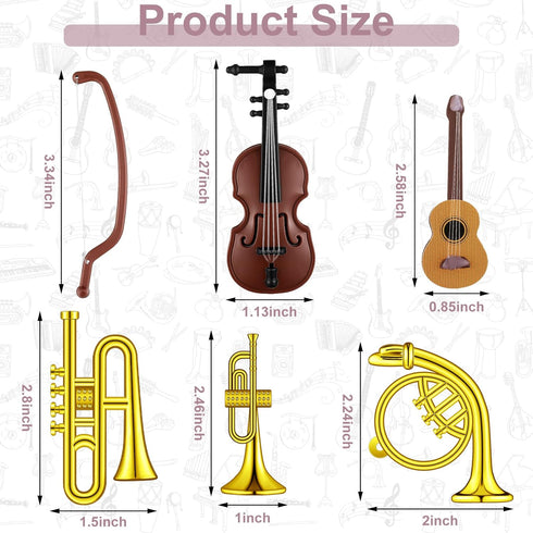 24 Pieces Dollhouse Musical Instruments Miniature Violin Piano Trumpet Saxophone Electric Guitar Tiny Instruments Set for Mini House Musical Room ...
