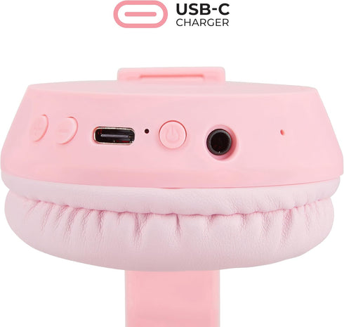 Altec Lansing Kid Safe 2-in-1 Bluetooth Headphones, Safe Volume Limiting, Foldable Design, Enjoy Audio and Protect Your Child's Hearing, Pink...