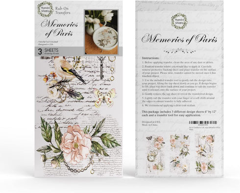 Rub on Transfers for Crafts and Furniture | 3 Design Sheets 6”x 12” | Home Decor | Decals | by Thymeless Designs (Memories of Paris)...