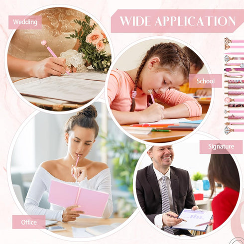 16 Pcs Ballpoint Pens Set Metal Crystal Diamond Pen Glitter Pens for Journaling Pretty Cute Pens Black Ink Retractable Fancy Pens Gifts for Women ...