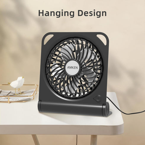 AMKEN Small Table Fans - Powerful USB Fan Desk Fan 4 Speeds Adjustable - 200° Tilt Folding Quiet Operation for Office Bedroom Home Desktop Camping...